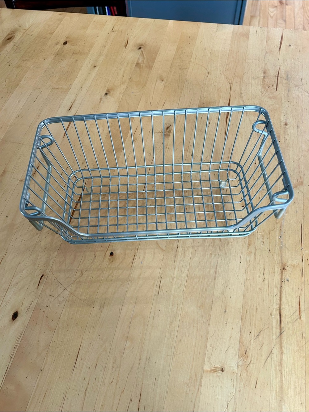 Silver Metal Wire Storage Basket Expandable Handles Organizer 14x6x5